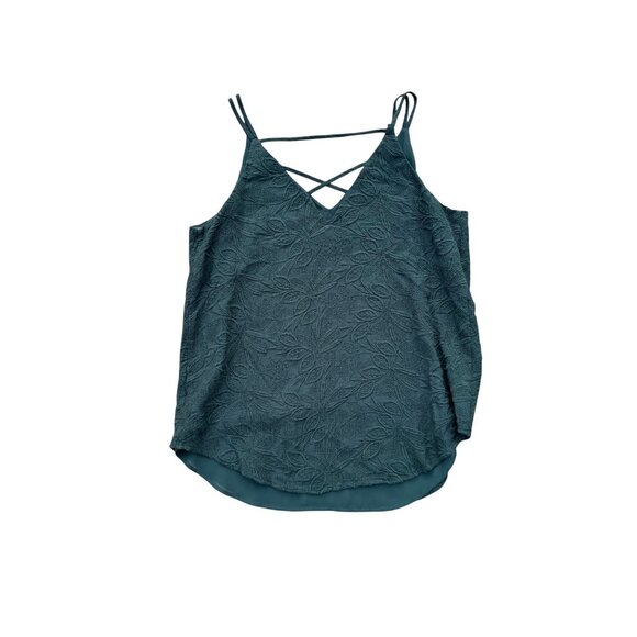 Loft Womens Green Embroidered Floral Sleeveless Strappy Tank Top Size M - Picture 2 of 7